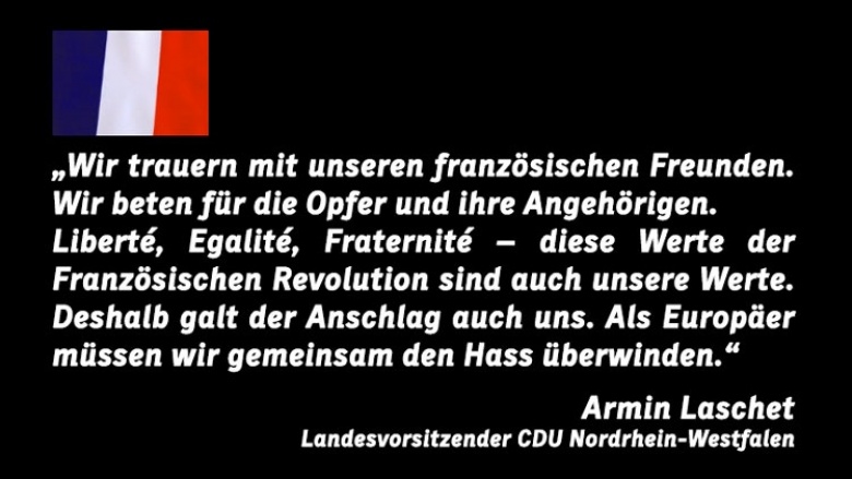 Laschet: „Als Europäer müssen wir gemeinsam den Hass überwinden“ Laschet: „Als Europäer müssen wir gemeinsam den Hass überwinden“
