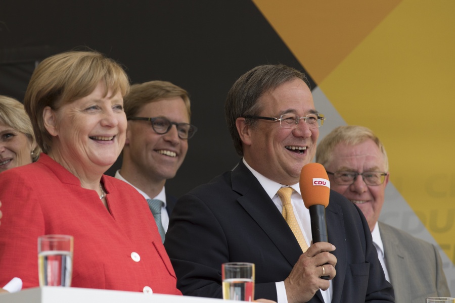 Angela Merkel mit Armin Laschet auf Wahlkampftour in Münster